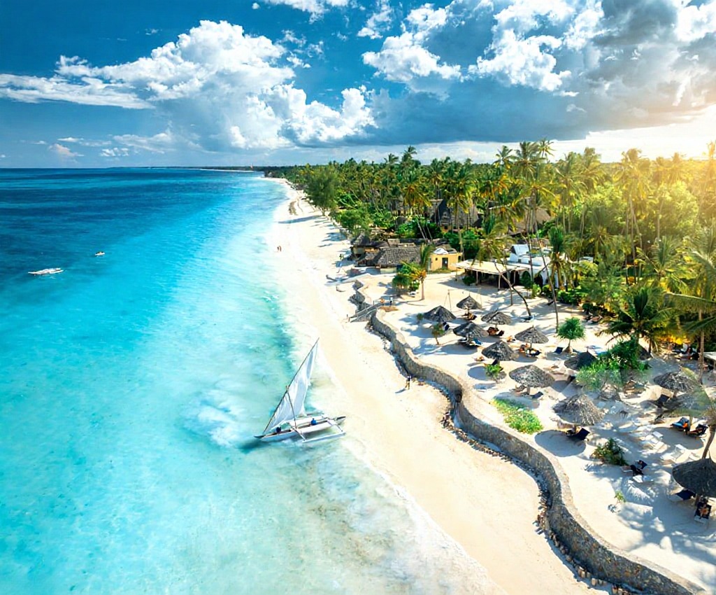Zanzibar coastline with turquoise waters